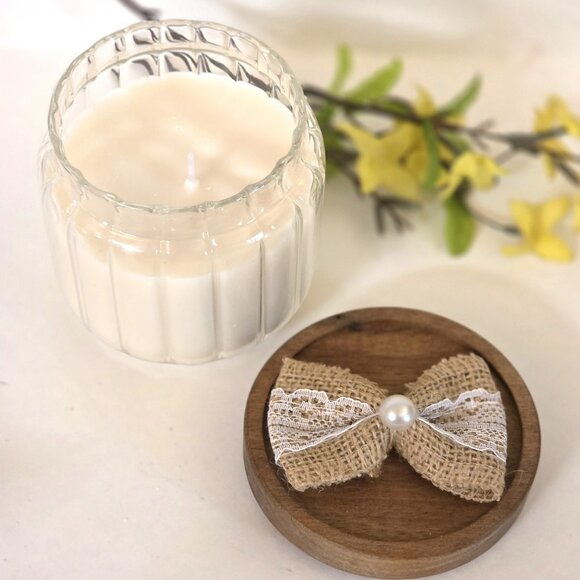 Handcrafted Soy Wax Candle in Glass Jar with Wooden Lid and Jute Bow  - NEW - - Picture 3 of 3